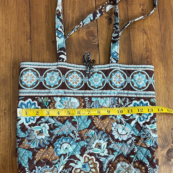 Vera Bradley Java Blue Tote Bag brown and blue design quilted tote bag - Picture 8 of 9